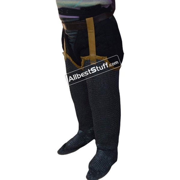 Chainmail Legging Flat dome Pin Riveted Socks with Leather Sole