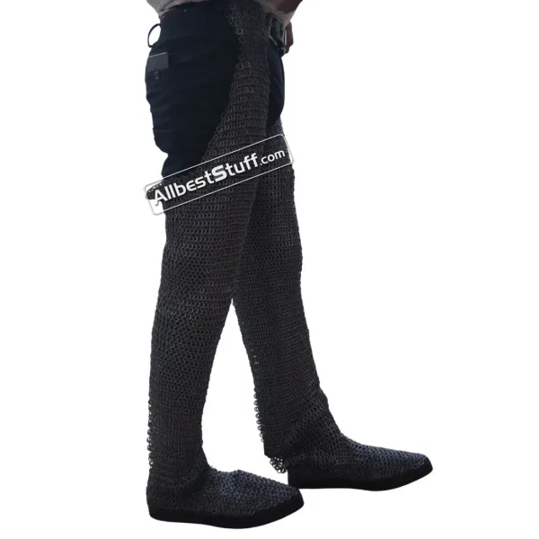 Flat Ring Integrated Leather Shoe Chainmail Chausses