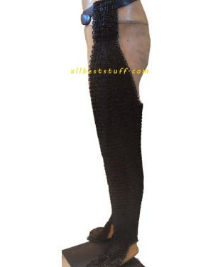 Flat Riveted Flat Solid Chain Mail Legging 9 MM Large 18G