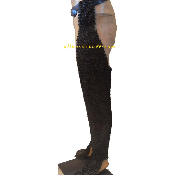 Flat Riveted Flat Solid Chain Mail Legging 9 MM Large 18G