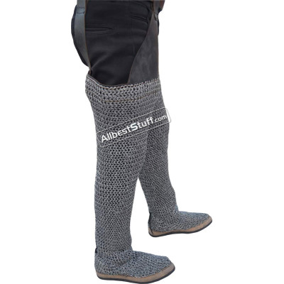 Titanium Chain Mail Legging Flat Ring integrated Leather Shoe