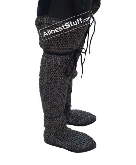 Chainmail Chausses 9 mm Flat Ring Integrated Leather Shoe