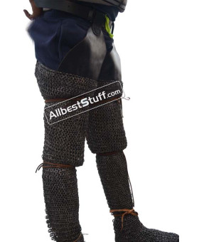 Titanium Chain Mail Legging Flat Ring integrated Leather Shoe