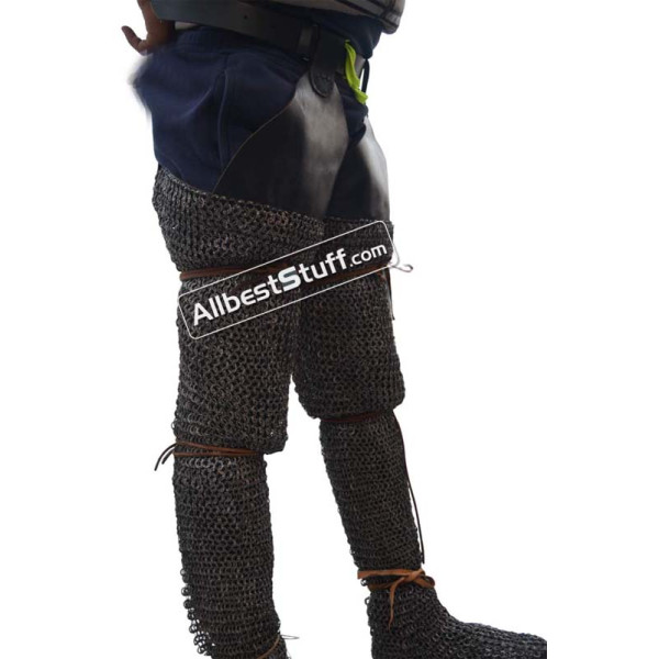 Titanium Chain Mail Legging Flat Ring integrated Leather Shoe