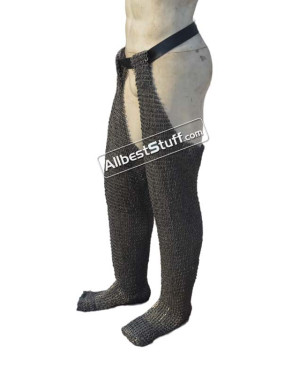 Wedge Riveted with Alternating Solid Chainmail Legging Length 35