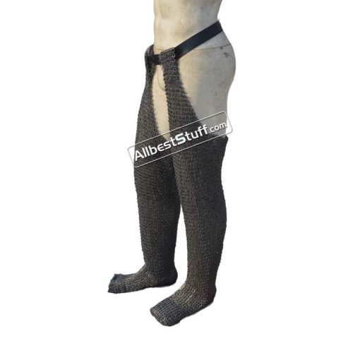 Wedge Riveted with Alternating Solid Chainmail Legging Length 35