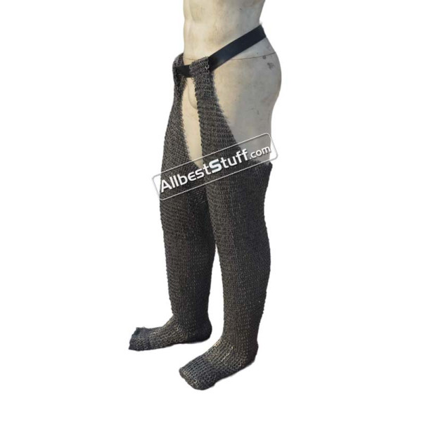 Wedge Riveted with Alternating Solid Chainmail Legging Length 35