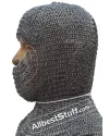 13th Century Hood Flat Riveted Solid Ring Chainmail Coif image 2