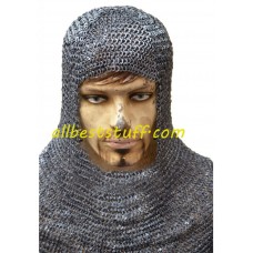 Chain Mail Coif Ventail Leather Ventail Riveted Chain Mail Coif Aventail