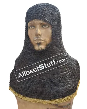 6 MM Flat Riveted alternating Solid Chain Maille Hood