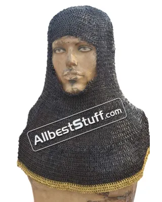 6 MM Flat Riveted alternating Solid Chain Maille Hood