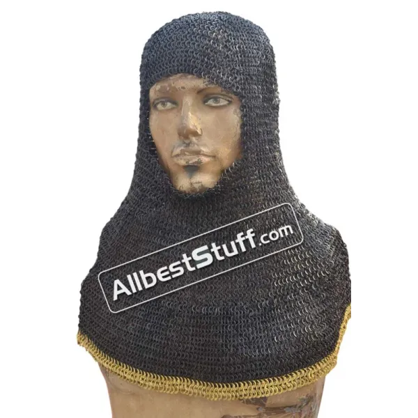 6 MM Flat Riveted alternating Solid Chain Maille Hood