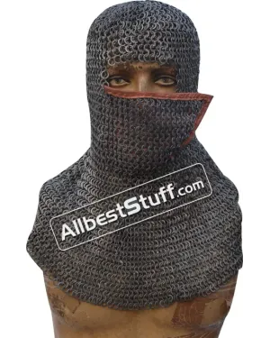 8 mm Flat Riveted Flat Solid Ring Chain Mail Hood
