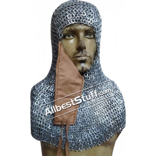 Steel helmet New Chain Mail Coif Medieval Knight Armor 8mm Butted Rings Helm