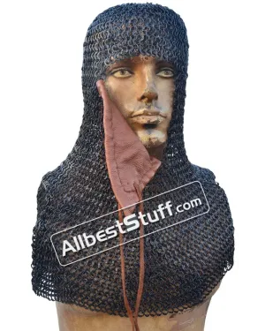 8 mm Round Riveted with Flat Solid Ring Chain Mail Coif