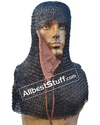 8 mm Round Riveted with Flat Solid Ring Chain Mail Coif