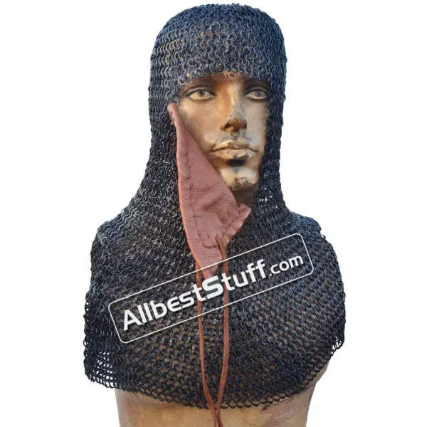 8 mm Round Riveted with Flat Solid Ring Chain Mail Coif