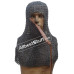 9 MM Full Flat Riveted Chain Mail Hood with Side ventail Coif
