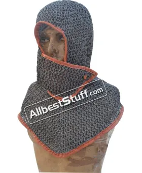 Aluminum Flat Riveted Side ventail Coif Chain Mail Hood