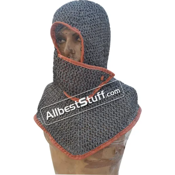 Aluminum Flat Riveted Side ventail Coif Chain Mail Hood