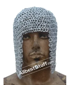 Aluminum Short Hood Flat Riveted Chain Mail Coif