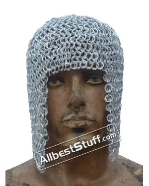 Aluminum Short Hood Flat Riveted Chain Mail Coif