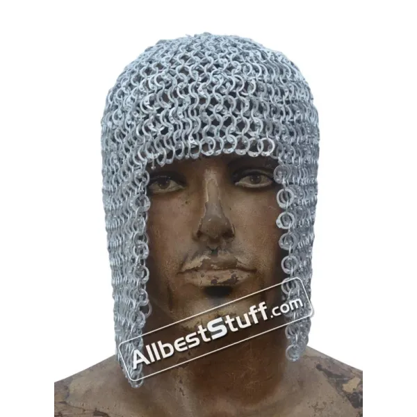 Aluminum Short Hood Flat Riveted Chain Mail Coif