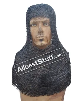Chain Mail Hood Flat Wedge Riveted Alternate Solid Coif