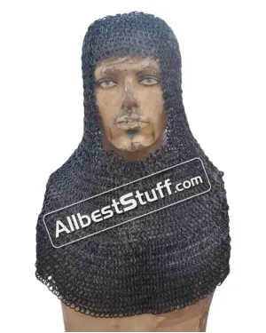 Chain Mail Hood Flat Wedge Riveted Alternate Solid Coif
