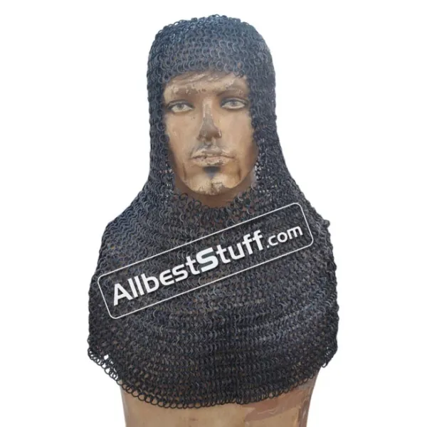 Chain Mail Hood Flat Wedge Riveted Alternate Solid Coif