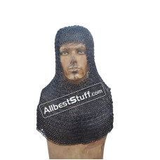 Chain Mail Hood Flat Wedge Riveted Alternate Solid Coif