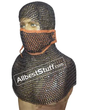 Chain Maille Hood Coif Butted Steel Rings with Side ventail Coif