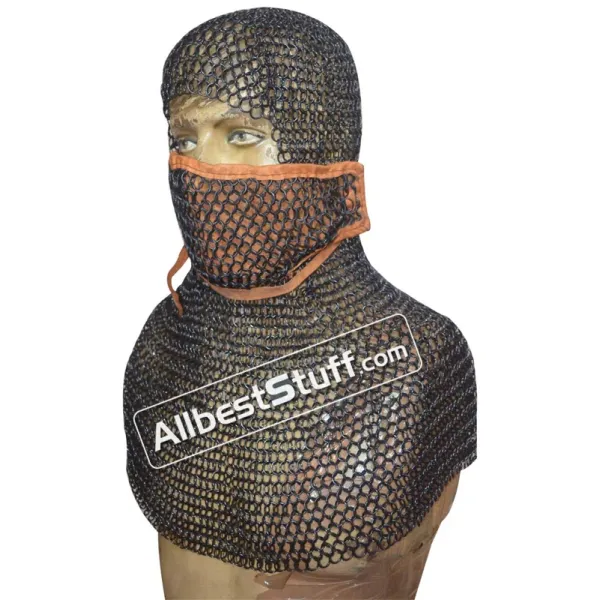 Chain Maille Hood Coif Butted Steel Rings with Side ventail Coif