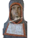 Chainmail Round Riveted Coif with Linen Fabric Ventail image 4