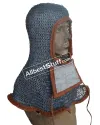 Chainmail Round Riveted Coif with Linen Fabric Ventail image 2