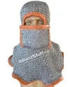 Chainmail Round Riveted Coif with Linen Fabric Ventail image 7