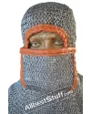 Chainmail Round Riveted Coif with Linen Fabric Ventail image 3