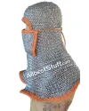 Chainmail Round Riveted Coif with Linen Fabric Ventail image 5