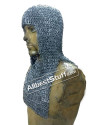 Flat Riveted Alternating Solid Aluminum Maille Coif image 2
