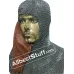 Flat Riveted alternating Solid Chain Mail Hood with Side ventail Coif
