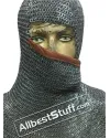 Flat Riveted alternating Solid Chain Mail Hood with Side ventail Coif image 2