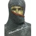 Flat Riveted alternating Solid Chain Mail Hood with Side ventail Coif