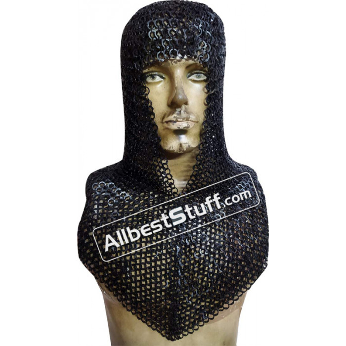 Mild Steel Chainmail Flat Ring Dome Riveted 9 mm Collar Oil Finished 