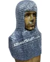 Flat Riveted Solid Ring Chain Mail Coif Steel 9 mm image 2