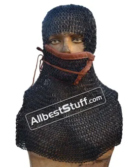 Heavy duty 17 Gauge 8 mm Round Riveted Flat Solid Chain Mail Hood
