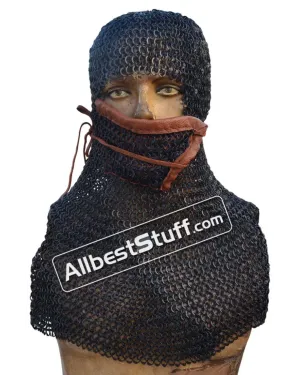 Heavy duty 17 Gauge 8 mm Round Riveted Flat Solid Chain Mail Hood
