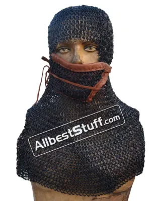 Heavy duty 17 Gauge 8 mm Round Riveted Flat Solid Chain Mail Hood