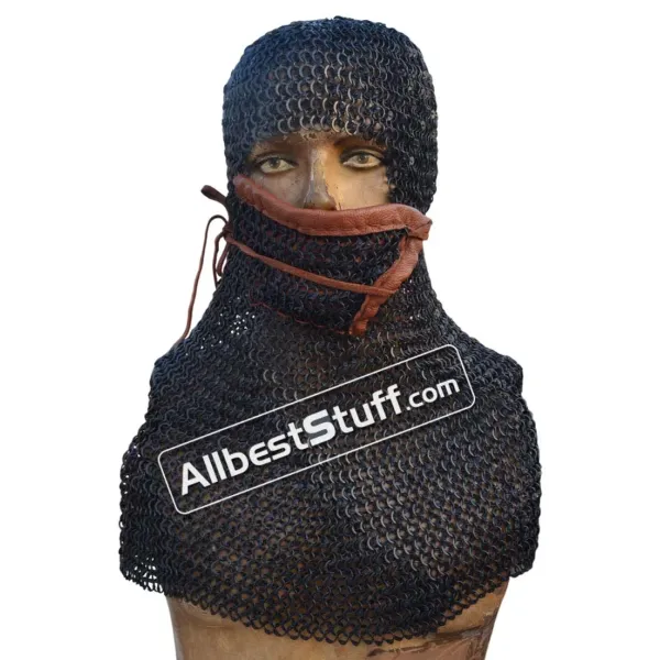 Heavy duty 17 Gauge 8 mm Round Riveted Flat Solid Chain Mail Hood