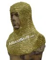 Solid Brass Maille Coif Exclusive Flat Riveted Brass Hood image 3