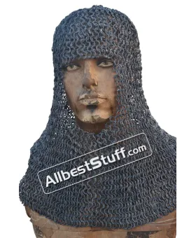 Round Riveted Aluminum Chain Mail Hood 10 mm